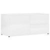 Meuble TV avec 2 tiroirs 1 Porte | Style Scandinave | Rangement matériel télé Audio Video Gaming | 80x34x36cm Blanc Brillant