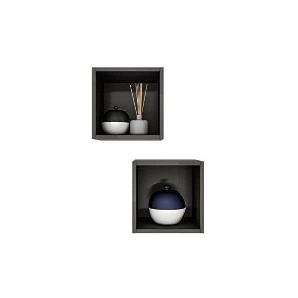 LC spa Paire de Compartiments à Jour Gris Brillant, Small