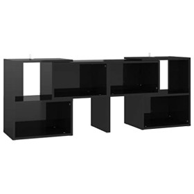 WIFESE Meuble TV Noir Brillant 104x30x52 cm Aggloméré Meuble Television Style Industriel Table TV Support de TV Décoration Sa