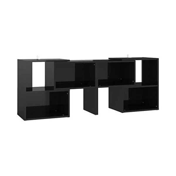 WIFESE Meuble TV Noir Brillant 104x30x52 cm Aggloméré Meuble Television Style Industriel Table TV Support de TV Décoration Sa