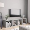 homiuse Meuble TV Gris Béton 143x30x36 cm Aggloméré Bibliothèque Style Classique Support de TV Table TV Meuble Salon Armoire 