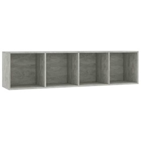 homiuse Meuble TV Gris Béton 143x30x36 cm Aggloméré Bibliothèque Style Classique Support de TV Table TV Meuble Salon Armoire 