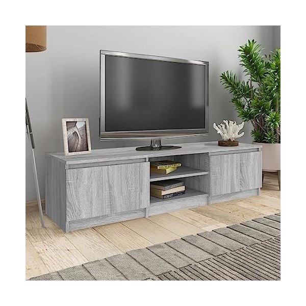 GuyAna Meuble TV Sonoma Gris 140x40x35,5 cm Bois dingénierie,Table TV,Meuble TV,Ensemble Meuble TV