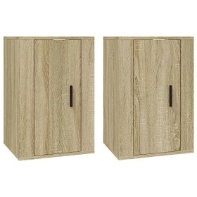 Meubles TV muraux 2 pcs Chêne Sonoma 40x34,5x60 cm - Meuble Chambre, Support Télé pour Salon Salle à Manger Chambre, Style In