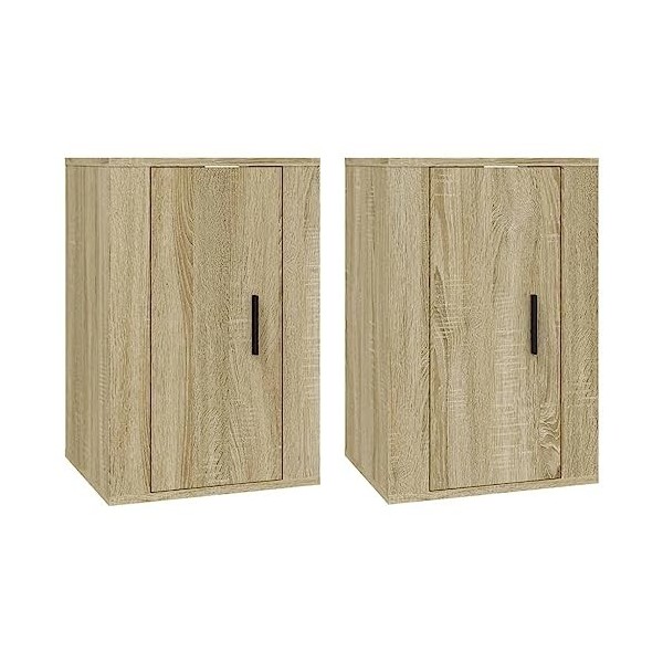 Meubles TV muraux 2 pcs Chêne Sonoma 40x34,5x60 cm - Meuble Chambre, Support Télé pour Salon Salle à Manger Chambre, Style In