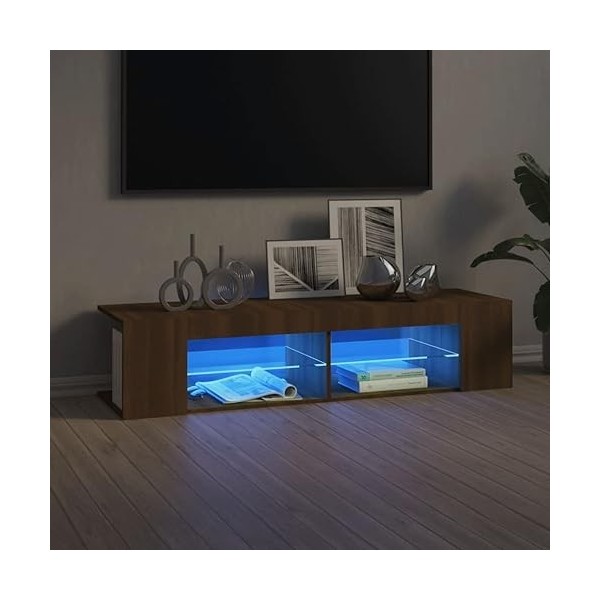 Meuble TV avec lumières LED chêne Marron 135x39x30 cm - Banc TV, Meuble TV Suspendu, Convient pour Salon ou Chambre