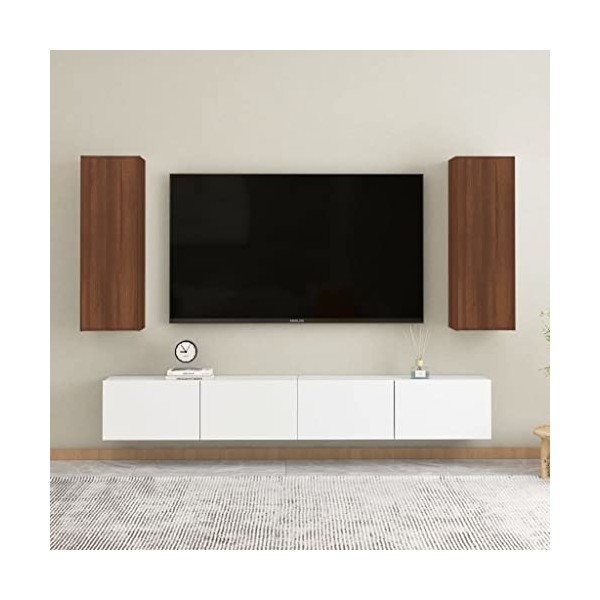 Meubles TV 2 pcs Chêne Marron 30,5x30x90 cm Bois dingénierie - Meuble Chambre, Support Télé pour Salon Salle à Manger Chambr