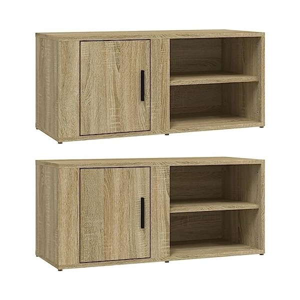 FAMIROSA Meubles TV 2 pcs Chêne Sonoma 80x31,5x36 cm Bois dingénierie 26.4KG 