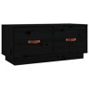 FAMIROSA Meuble TV Noir 80x34x35 cm Bois de pin Massif 11KG 
