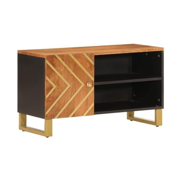 Générique Meuble TV Marron et Noir 80x31,5x46 cm Bois Massif de manguier,15.7 KG,356798, Meubles, Meubles TV