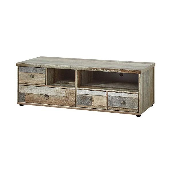 Stella Trading Meuble TV Vintage Bonanza en Bois, Matériau, Driftwood NB, Buffet Bas 130 x 42 cm