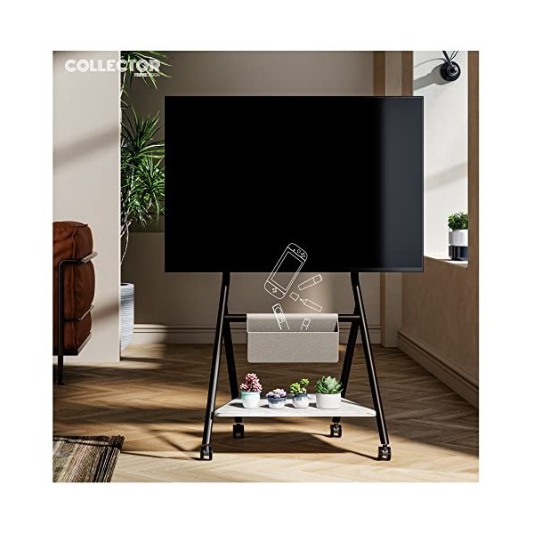 FITUEYES Design Support TV roulettes pour TV 46 50 55 60 65 Pouces Hauteur Réglable 1100-1300mm avec Sac de Rangement pour Ma