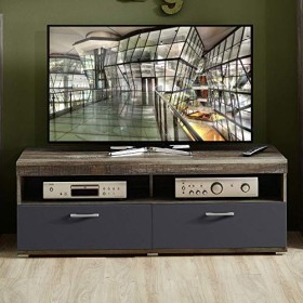 Stella Trading Crown X Meuble TV Aspect Bois Driftwood Graphite – Haute qualité pour Votre Salon, 140 x 50 x 48 cm