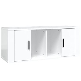 Higsose Meuble TV Salon Blanc Brillant 100x35x40 cm Bois dingénierie Armoire Télévision Dessus Stable et Robuste Vitrine da