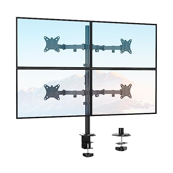 MounTeck Lot de 4 supports de moniteur pour écrans de 17 à 32" - Très longue barre - Inclinable et réglable en hauteur - 9 kg