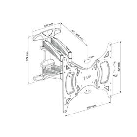 TechniSat TECHNIMOUNT FLEX - support mural flexible pour téléviseur à écran plat charge de 45kg, inclinaison de lécran, pas