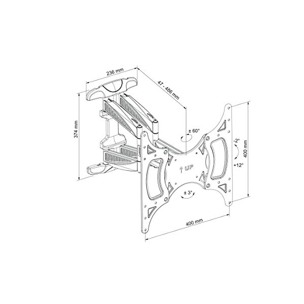 TechniSat TECHNIMOUNT FLEX - support mural flexible pour téléviseur à écran plat charge de 45kg, inclinaison de lécran, pas