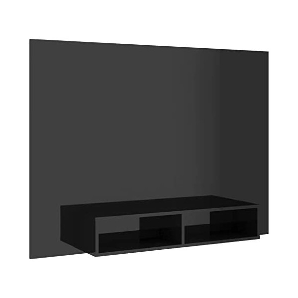 vidaXL Meuble TV Mural Armoire Suspendue Centre de Divertissement Armoire Stéréo Salon Salle de Séjour Noir Brillant 135x23,5