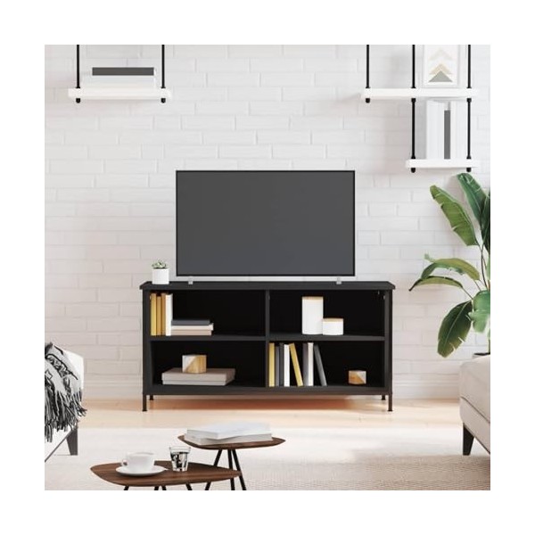 LAPOOH Meuble TV Noir 100x40x50 cm Bois dingénierie,Meuble TV Étagère,Meuble dangle TV,Meuble Haut Salon
