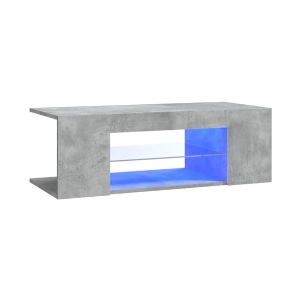 ARKEM Meuble TV avec lumières LED Gris béton 90x39x30 cm,Meuble Télé Haut,Table Television Salon,Meuble TV Haut