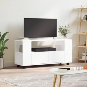 Meuble TV Blanc Brillant 102x34,5x43 cm Bois dingénierie - Meuble Chambre, Support Télé pour Salon Salle à Manger Chambre, S