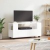 Meuble TV Blanc Brillant 102x34,5x43 cm Bois dingénierie - Meuble Chambre, Support Télé pour Salon Salle à Manger Chambre, S