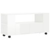 Meuble TV Blanc Brillant 102x34,5x43 cm Bois dingénierie - Meuble Chambre, Support Télé pour Salon Salle à Manger Chambre, S