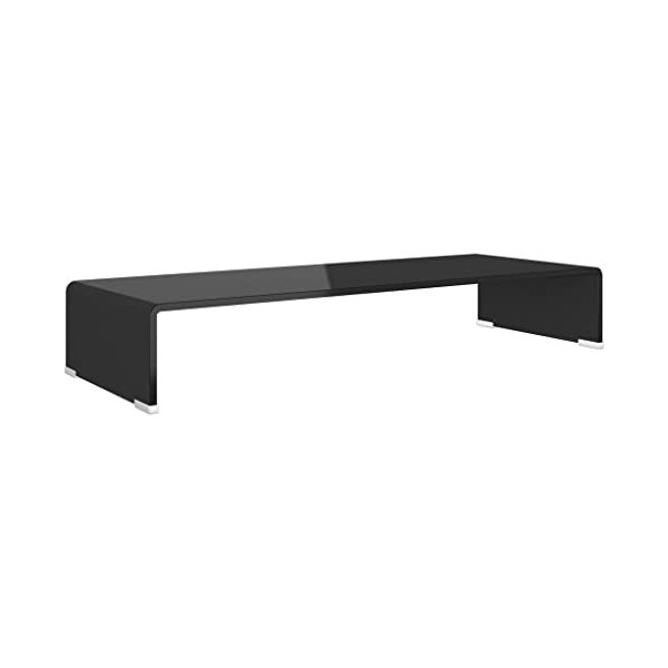 Meuble TV/Support pour Moniteur 80 x 30 x 13 cm Verre Noir - Armoire Basse Centre de Divertissement Meuble Stéréo Salon Salle