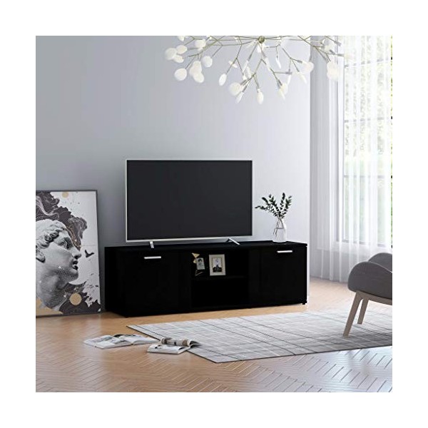 VEEKI Meuble TV, Meuble TV Suspendu, Meuble TV Blanc, Meuble TV Industriel, Meubles de Salon, Salon, Chambre, Cadre en Acier,