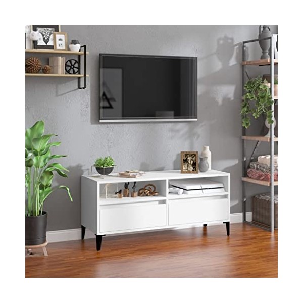 VEEKI Meuble TV, Meuble TV Suspendu, Meuble TV Industriel, Meuble TV Bois, Meuble Chambre, Convient pour Salon ou Chambre, Bl