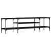 Hovothy Meuble TV Noir 161x35x45 cm Bois dingénierie et Fer Buffet TV Industriel Meuble de Salon Résistance à lhumidité Mat