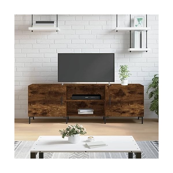 Hovothy Meuble TV Chêne Sonoma 102x36x50 cm Bois dingénierie et Fer Meuble de Salon Chambre Matériaux Faciles à Nettoyer Arm