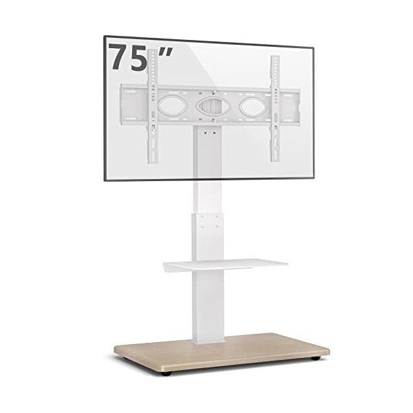 RFIVER Support TV Pied Meuble TV avec Support Pivotant pour Téléviseur Ecran LCD LED Plsma de 32 à 70 Pouces avec 2 Etagères