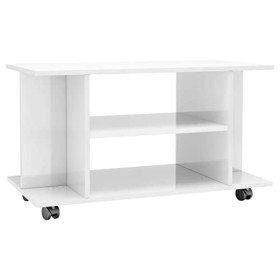 Générique Meuble TV avec roulettes Blanc Brillant 80x40x40 cm Aggloméré,17.1 KG,800195, Meubles, Meubles TV