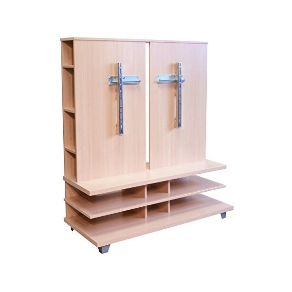 Berlioz Creations TV 5000 Meuble TV avec Support écran, décors Hêtre 110 x 51,5 x 129 cm, Fabrication 100% Française