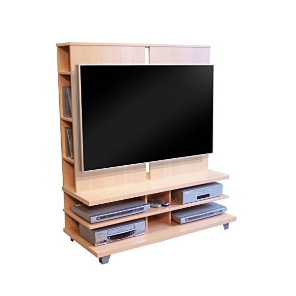 Berlioz Creations TV 5000 Meuble TV avec Support écran, décors Hêtre 110 x 51,5 x 129 cm, Fabrication 100% Française