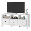 FOREHILL Meuble TV Banc TV Blanc Meuble Tele avec 3 Tiroirs 3 Étagères Support Télé pour Salon Chambre en Bois Moderne 108x40