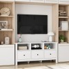 FOREHILL Meuble TV Banc TV Blanc Meuble Tele avec 3 Tiroirs 3 Étagères Support Télé pour Salon Chambre en Bois Moderne 108x40