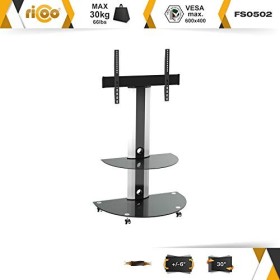 RICOO Support TV sur roulettes FS0502 30-65" env. 76-165cm Mobile Orientable Universel Meuble Tele avec Étagère VESA 600 x 