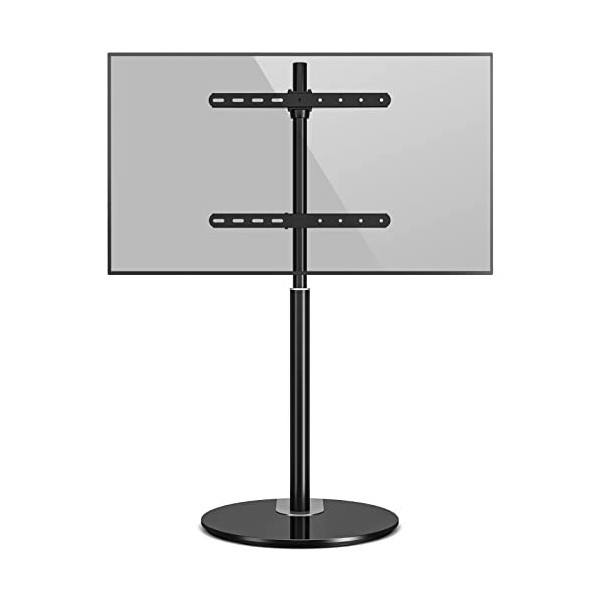 RFIVER Support TV de Sol pour Téléviseurs de 32-65 Pouces Plasma/LED/LCD/OLED Incurvés & Plats, ± 90 degrés de Rotation, Supp