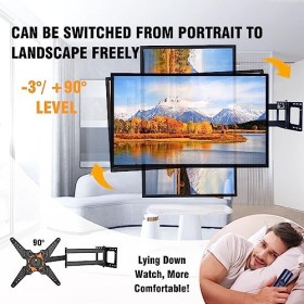 FORGER Mount Paysage au Portrait 109CM Long Reach Full Motion TV Support Mural avec Bras articulés, pivotants Incline la Rota