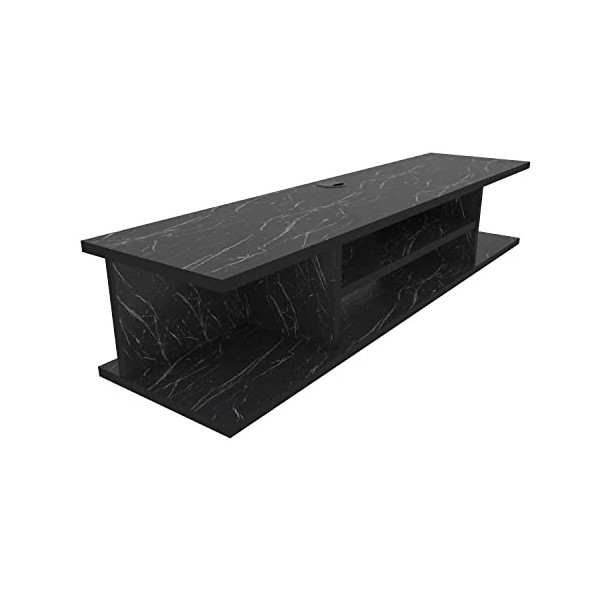 DECOROTIKA Pivot Meuble TV pivotant, Bois, Effet marbre Noir, 23 cm/Width: 120 cm/Depth: 30 cm