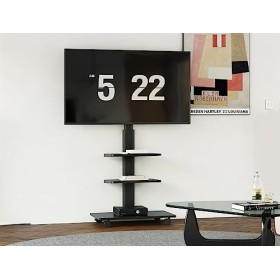 FITUEYES Support TV roulettes pour Ecran de 32 à 60 Pouces Hauteur et Angle Réglable VESA Max.600x400mm Charge 30KG 2 étagèr