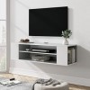 WAMPAT Meuble TV Flottant Etagère Centre de Divertissement TV Etagère Murale Meuble Console Multimédia pour Rangement sous la