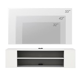 WAMPAT Meuble TV Flottant Etagère Centre de Divertissement TV Etagère Murale Meuble Console Multimédia pour Rangement sous la