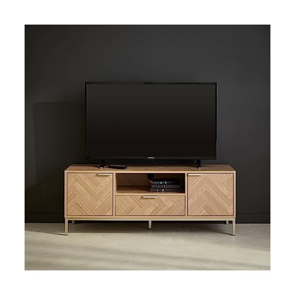 Alices Home - Meuble TV. Budapest. Deux Portes. 1 Niche. Deux étagères. 1 tiroir L 120 x l 40 x H 45cm