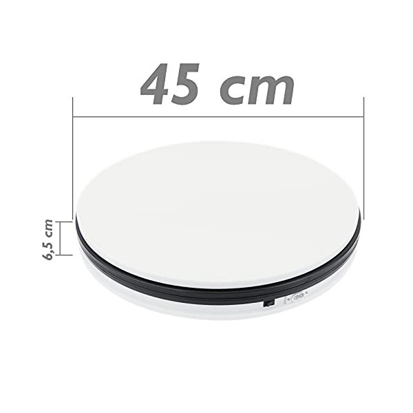 PrimeMatik - Plateau tournant Electrique 45 cm Blanc