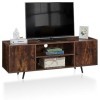 TUKAILAi Meuble TV industriel pour téléviseurs de 55 pouces 140 cm avec 2 portes, étagères de rangement, centre de divertisse
