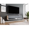 Furnix - Alyx - Meuble TV bas - 140 x 34 x 32&nbsp;cm l x H x P - Sans éclairage LED - 2 compartiments avec porte «&nbsp;Push-Click&nbsp;»