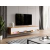 Furnix - Alyx - Meuble TV bas - 140 x 34 x 32&nbsp;cm l x H x P - Sans éclairage LED - 2 compartiments avec porte «&nbsp;Push-Click&nbsp;»